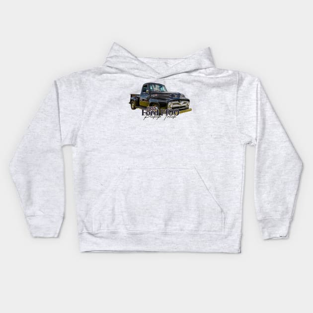 1955 Ford F100 Pickup Truck Kids Hoodie by Gestalt Imagery